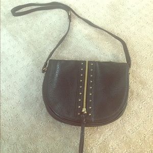 Black vegan leather crossbody